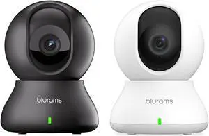 blurams 2PC Security Camera 2K, Baby Monitor Dog Camera 360-degree for Home Security w/Smart Motion Tracking, Phone App, IR Night Vision, Siren, 2-Way Audio