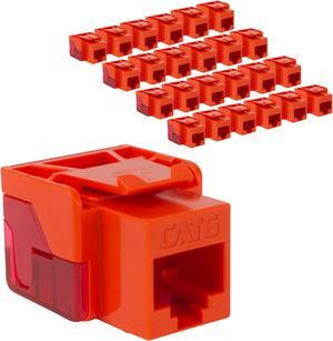 ICC CAT6 Keystone Jack for EZ Style Wallplate or Patch Panel - RJ45 - UL Listed Ethernet Cable Connector - PoE++ Rated - Compatible with JackEasy Termination Tool - Orange, 25-Pack