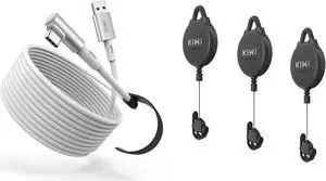 KIWI design 16FT Link Cable and VR Cable Management Compatible with Quest 3, Quest 2/Pro/Pico 4