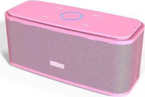 DOSS Bluetooth Speaker, SoundBox Touch Portable Wireless Speaker with 12W HD Sound and Bass, IPX4 Water-Resistant, 20H Playtime, Touch Control, Handsfree, Speaker for Home, Outdoor, Travel-Pink