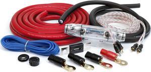 KnuKonceptz KCA 1/0 Gauge Complete 2 Channel Subwoofer Amplifier Installation Wiring Kit - Red