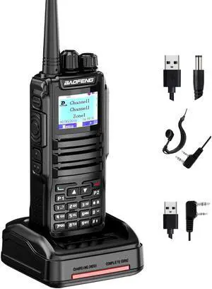 Baofeng DM-1701 Dual Band Dual Time Slot DMR/Analog Two Way Radio, 3,000 Channels Amateur Radio/Free Programming Cable, Charger and PTT Earpiece, Support OpenGD77