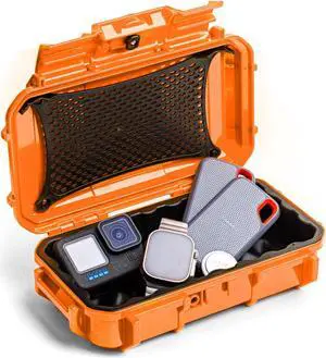 Evergreen ToughBox Tech Organizer - For Camera, Cables, Hard Drives, Compatible with GoPro etc.(Medium, Rubber Boot, Orange)