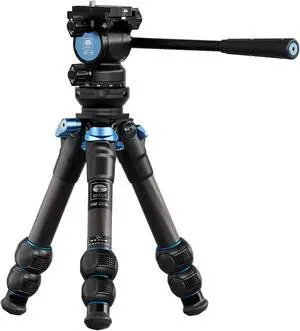 SIRUI AM223L Mini Video Tripod with AT10 Fluid Head, Carbon Fiber Tabletop Travel Tripod for Camera, Camcorder, Leveling Base, Max Height 17", Max Load 11lbs