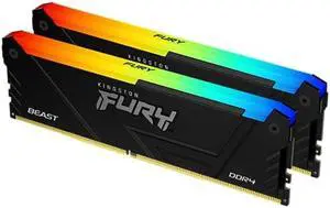 Kingston FURY Beast 32GB (2x16GB) 3200MT/s DDR4 CL16 Desktop Memory Kit of 2 | Intel XMP | AMD Ryzen | Plug n Play | RGB Infrared Syncing | KF432C16BB2AK2/32
