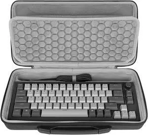 Geekria 65% Keyboard Case with Knob, Hard Shell Travel Carrying Bag for 68 Keys Compact Keyboard, Compatible with Keychron Q2, Keychron Q2 Pro, Keychron V2, Nuphy Halo65