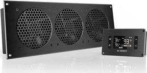 AC Infinity AIRPLATE T9, Quiet Cooling Fan System 18" with Thermostat Control, for Home Theater AV Cabinets