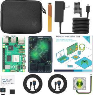 Vilros Raspberry Pi 5 GLOWCOOL Max Starter Kit (4GB RAM,128GB SD Card-Smoke/Transparent Case)
