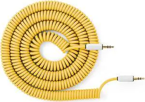 MyVolts Candycord audio cable, straight mini jack to straight mini jack, curly 100cm to 200cm, Pineapple Yellow colour, perfect for Microfreak, Korg Volca, Pocket Operator, headphones