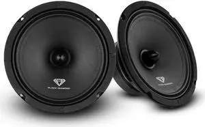 Black Diamond DIA-CM6.4B 6.5" Mid-Range Loudspeaker with Bullet - 6.5-Inch Midrange, 120 Watts Max, 60 Watts RMS, 4-Ohm, 1" Voice Coil - Replacement Mids for Car or Truck Stereo Sound System (Pair)