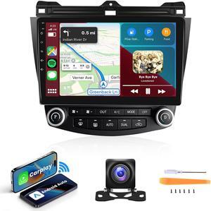 Podofo Car Radio Stereo for Honda Accord 7th 2003 2004 2005 2006 2007 with Wireless Apple CarPlay Android Auto, 10'' Touch Screen Android Bluetooth Radio with GPS Navigation WiFi HiFi Backup Camera