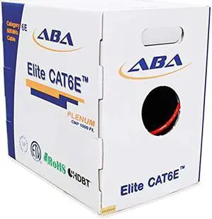 Cat6 Plenum CMP (Cat6e), Ethernet Cable 1000ft, 23AWG UTP, 600MHz, Solid Bare Copper, UL Certified, w/Spline(Noise Reducing Cross Separator), Easy to Pull (Reelex II Box), Bulk Network Cable - RED