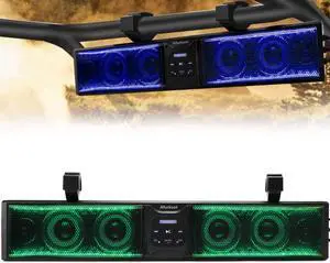 Afurkuot UTV Soundbar Waterproof 26-Inch ATV Sound Bar, Music Sync Multicolor 6-Speaker Golf Cart Sound Bar with Back Light Strip, Power Soundbar for ATV UTV Golf Cart w/1.6-2.25" Roll Bar