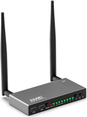 AIMIBO Wireless HDMI Receiver, 1 TX to 8 RXs, 5.8G Antenna, with KVM, IR Remote & Loop-Out Functions, 656FT/200M Long Range, Extra Receiver Need Pair with TX for First Using
