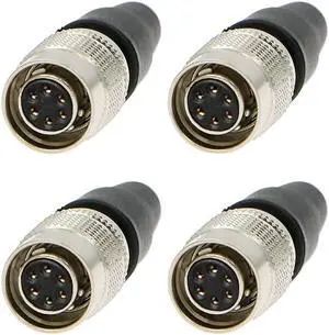 Alvins Hirose 6 Pin Female Connector HR10A-7P-6S Circular Plug for Basler GIGE AVT CCD Camera(6 Pin, Female, 4pcs)