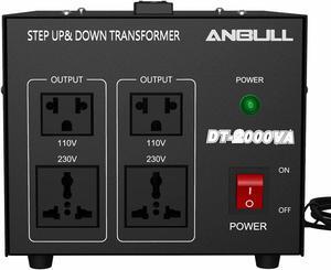 Anbull Voltage Converter 2000 Watt Voltage Transformer, 220V / 230V / 240 Volt to 110V / 120 Volt or 110V / 120 Volt to 220V / 230V / 240 Volt, Heavy Duty Step Up & Down Transformer Converter