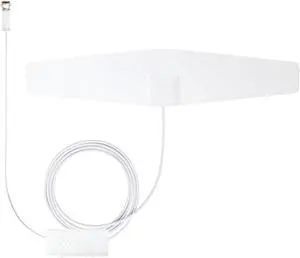 ANTOP AT-120B Paper Thin Antenna Smartpass Amplified TV Antenna with Built-in 4G LTE Filter and Table Stand, 45 Miles Range Multidirectional Reception, Black/White, 10" Cable
