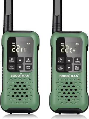 Rechargeable Walkie Talkies Two Way Radio IP67 Waterproof Long Range 5 Miles Two Way Radios Floating Flashlight & SOS Emergency Lamp, NOAA Weather Alert Walkie-Talkie GREEN