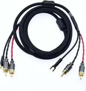Ultra Low Noise Double Audio 2 RCA to RCA Cable of Independent Shielded Signal Line of LP Vinyl Record Player Amplifier Chassis Gold Plated Connector (5ft)