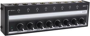 8-Channel Headphone Amplifier, Portable Metal Stereo Audio Amplifier with 12V Power Adapter, Home Audio Amplifier System for Studio and Stage