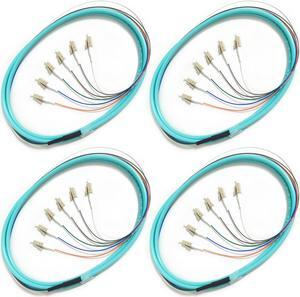 Bangun 4Pack LC UPC 6 Fibers Multimode Bunch OM3 50/125 LC-UPC Fiber Pigtail, 1.5m (5ft)