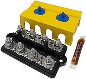 Bay Marine Supply BusBar - Dual 250 Amp 4-Post Power Distribution Block - 5/16" & 5/16" Stainless Steel Posts for Marine, Solar, and Automotive Use - Made in USA