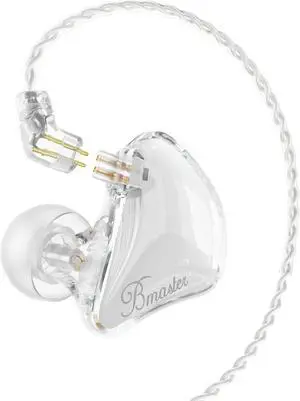 BASN Bmaster 2-Pin Triple Drivers in Ear Monitor Headphone with Two Detachable Cables Fit in Ear Suitable for Audio Engineer, Musician (White)