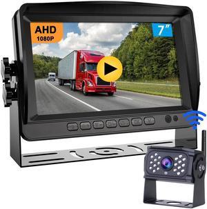 B-Qtech 7 inch Digital Wireless Backup Camera System 1080P HD Rear View Monitor Kit, IP68 Waterproof Night Vision Reverse Back up Camera Systems for Truck RV Trailer Camper Van