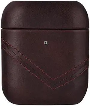 Bullstrap Premium Leather Case Compatible with Apple AirPods 1 & 2, Wireless Charging, Two-Piece Design (Bourbon Brown)