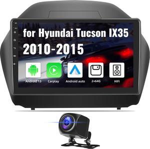 CAMECHO 2+64G Car Radio Head Unit Android 13 for Hyundai Tucson IX35 2010-2015 Autoradio, 10" Touch Screen Car Stereo with CarPlay Android Auto Bluetooth WiFi HiFi & EQ GPS + AHD Backup Camera