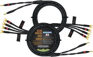 WORLDS BEST CABLES 12 Foot - Canare 4S11 - Audiophile Grade - HiFi Star-Quad Bi-Wire Speaker Cable Pair with Eminence Gold Banana & Spade Connectors [Banana x2 - Spade x4]