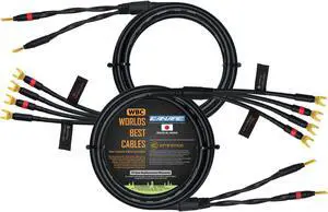 WORLDS BEST CABLES 3 Foot - Canare 4S11 - Audiophile Grade - HiFi Star-Quad Bi-Wire Speaker Cable Pair with Eminence Gold Banana & Spade Connectors [Banana x2 - Spade x4]