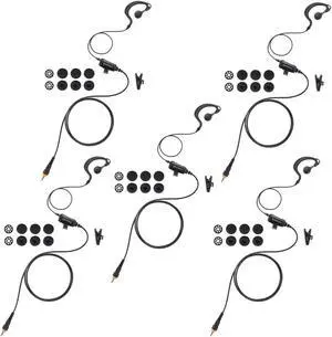 commountain Earpiece with Mic Compatible for Motorola Radios CLP1010, CLP1040, CLP1060, CLP 1010, CLP 1040, CLP 1060, CLP G Shape Earhook Headset-5 Pack