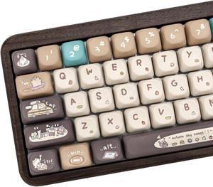 COOMICKEY PBT Cute Keycaps for Mechanical Keyboard, XOA Profile Key caps Brown&Green Keycaps Custom Keycaps 133 Keys Dye-Sub Keycap Set for Cherry Gateron MX Switches Keyboard