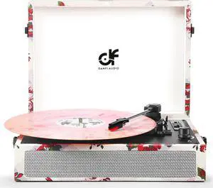 Record Player with Stereo Speakers Bluetooth Vinyl Player with USB Recording, RCA Line-out AUX-in Headphone Jack, LED display, EQ, Extra Stylus, Floral
