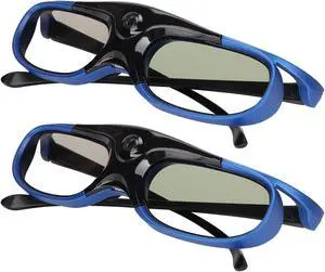 2Pcs DLP Link 3D Glasses, 144Hz Rechargeable Active Shutter Glasses for All DLP Link 3D Projectors, Built in 80 mAh Battery, for XGIMI ZX4 H1, for G1 G3 X1, for Acer, for Optoma