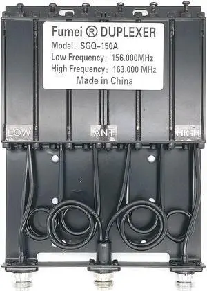 Fumei VHF 136-174MHz 30W Duplexer for Radio Repeater with Pre-Tuned Low Frequency 156MHz & High Frequency 163MHz & N Female connectors