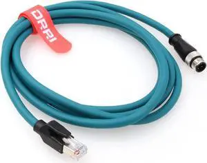DRRI M12 4pin D-Code Male to RJ45 Ethernet Connector CAT5 Shielded Cable for Switch Industrial Camera (8M)