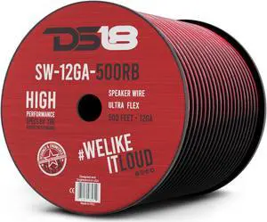 DS18 SW-12GA-500RB 12-Gauge 500-Feet Speaker Wire Ultra Flex CCA Red and Black (500 FT / 152.4 Meters) Speaker Cable for Audio Applications