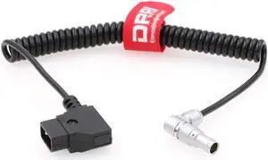DRRI Right Angle 0B 4 Pin to D-tap Coiled Cable for Zacuto Kameleon EVF