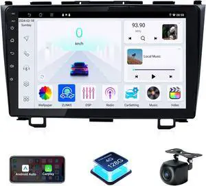 DVRMEDIA 4+128G Car Radio for Honda CRV 2007-2011 with Carplay & Android Auto, 9 Inch Touch Screen Car Stereo with Bluetooth, GPS Navigation, Mirror Link, DSP, FM/AM Radio and Backup Camera