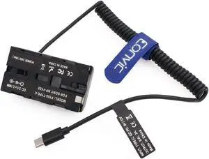 Eonvic Camera Replacement Power Supply Cable USB Type C to NP-F970 Power Cable Dummy Battery Power Cord for Sony NP-F batteries