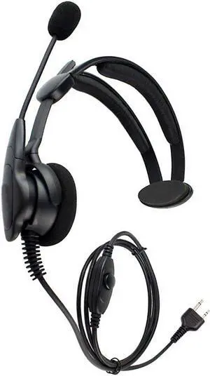 Over The Head Advance Adjustable Earpiece Headset Microphone Noise Cancelling Compatible with Midland LXT630VP3 LXT600VP3 LXT500VP3 GXT1000VP4 GXT1050VP4 GXT1030VP4 75-822 TWO Way Radio Black