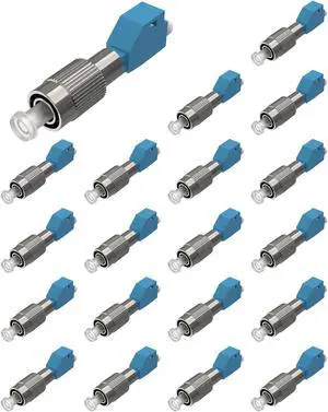 VANDESAIL 20Pack LC to FC Coupler, Hybrid FC Male to LC Female Fiber Optic Connector SM Optical Fiber Adapter 9/125um Simplex for VFL Optical Power Meter