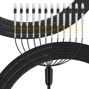 FLYPROFiber OS2 LC to LC Outdoor Fiber Cable 12 Core, 12 Strands Single Mode Fiber, OS2 Fiber Optic Cable,Direct Burial, Industrial TPU, 9/125um, OD-5mm, 50m/164ft