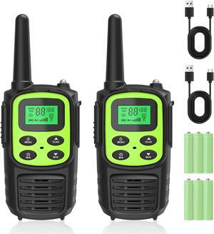Rechargeable Walkie Talkies,Fvamom Walkies Talkies for Adults with 22 Channels,Long Range Walkie Talkies with NOAA Weather Channels,VOX LCD Display LED Flashlight (Green)