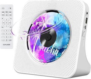 Gueray Portable CD Player with Bluetooth, Desktop CD Music Players for Home Built-in Double HiFi Sound Speakers, Support AUX&USB Headphone Jack, FM Radio Boombox, LCD Screen Display for Kids Gift