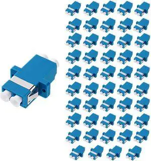 GwliUni 50Pcs LC-UPC to LC-UPC Couplers, Duplex Fiber Optical Adapters Cable Connectors with Panel Mounting Wing