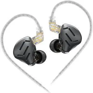 KZ Zax in-Ear Monitors Headphones 7BA+1DD Hybrid 16 Drivers HiFi Earbuds Wired,Zin Alloy Shell Metal IEM Earphone with 3.5mm Jack Detachable Cable for Singer Musician Audiophile(ZAX Black,without Mic)