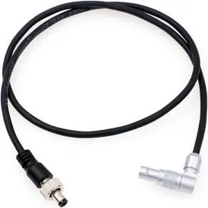 HangTon 0B 2 Pin to Locking DC Barrel Power Cable for Alexa Camera Atomos Shogun Flame/Inferno, Ninja Inferno, Shogun 7 Monitor Rotated Right Angle 60cm